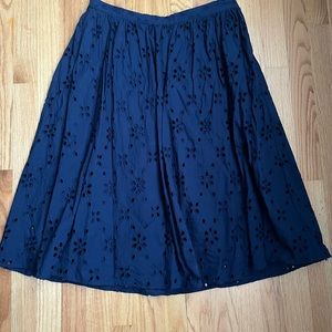 J Crew Navy Eyelet pull on skirt medium